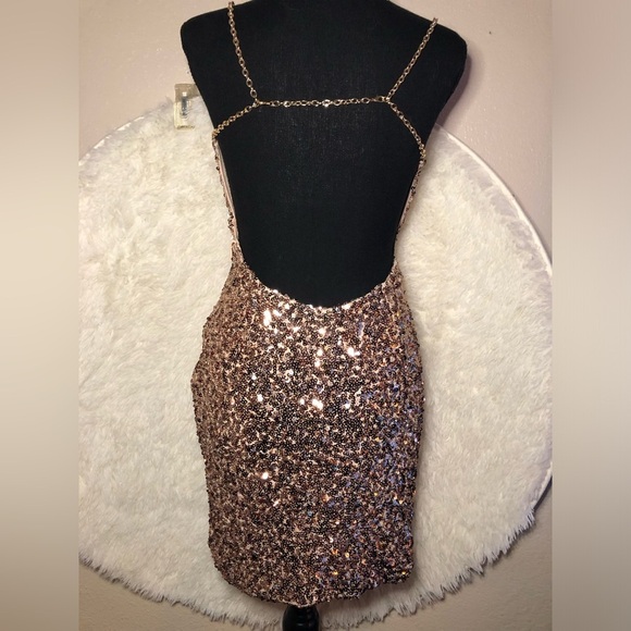 Hello Molly Glittering Bronze Mini Dress size Small - Picture 12 of 16